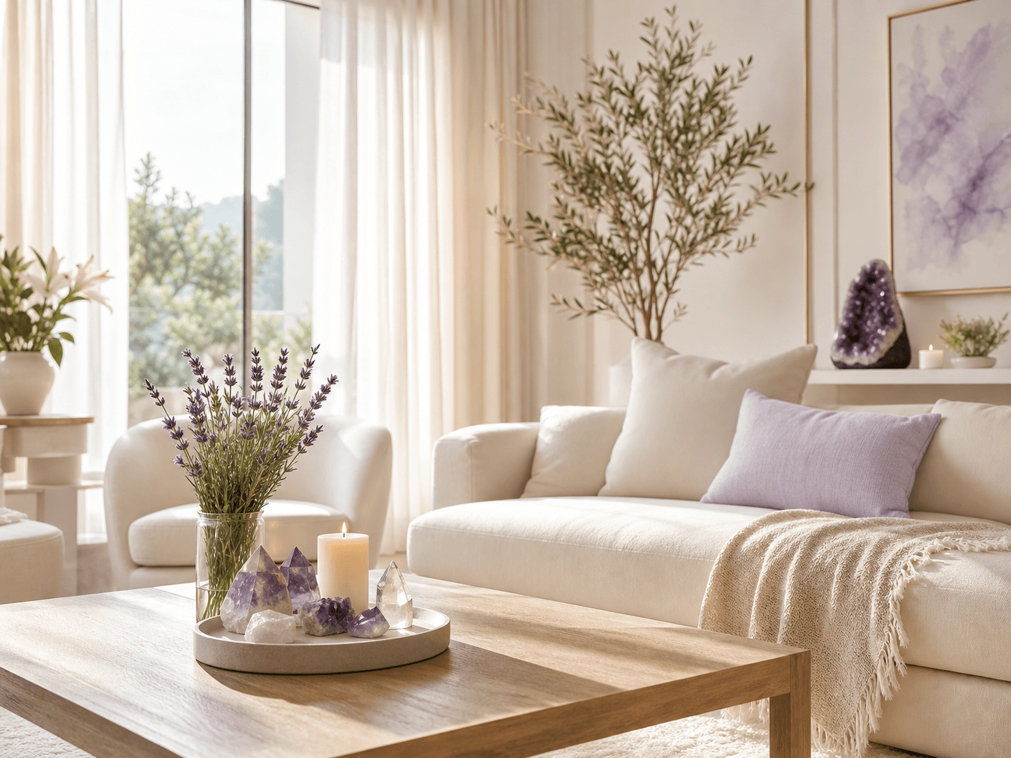 Salón luminoso y armonizado para una limpieza energética de espacios